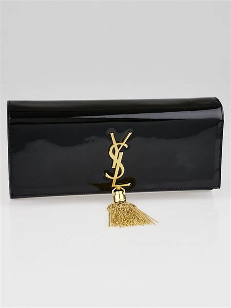 ysl black clutch gold tassel|SAINT LAURENT Patent Cassandre Tassel Clutch Black.